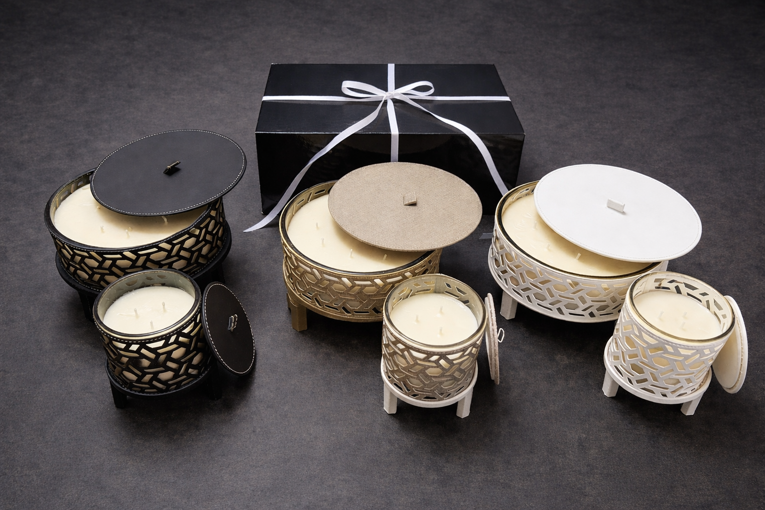Leather Scented Candle Set