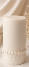Pearl Embellished Soy Pillar Candle