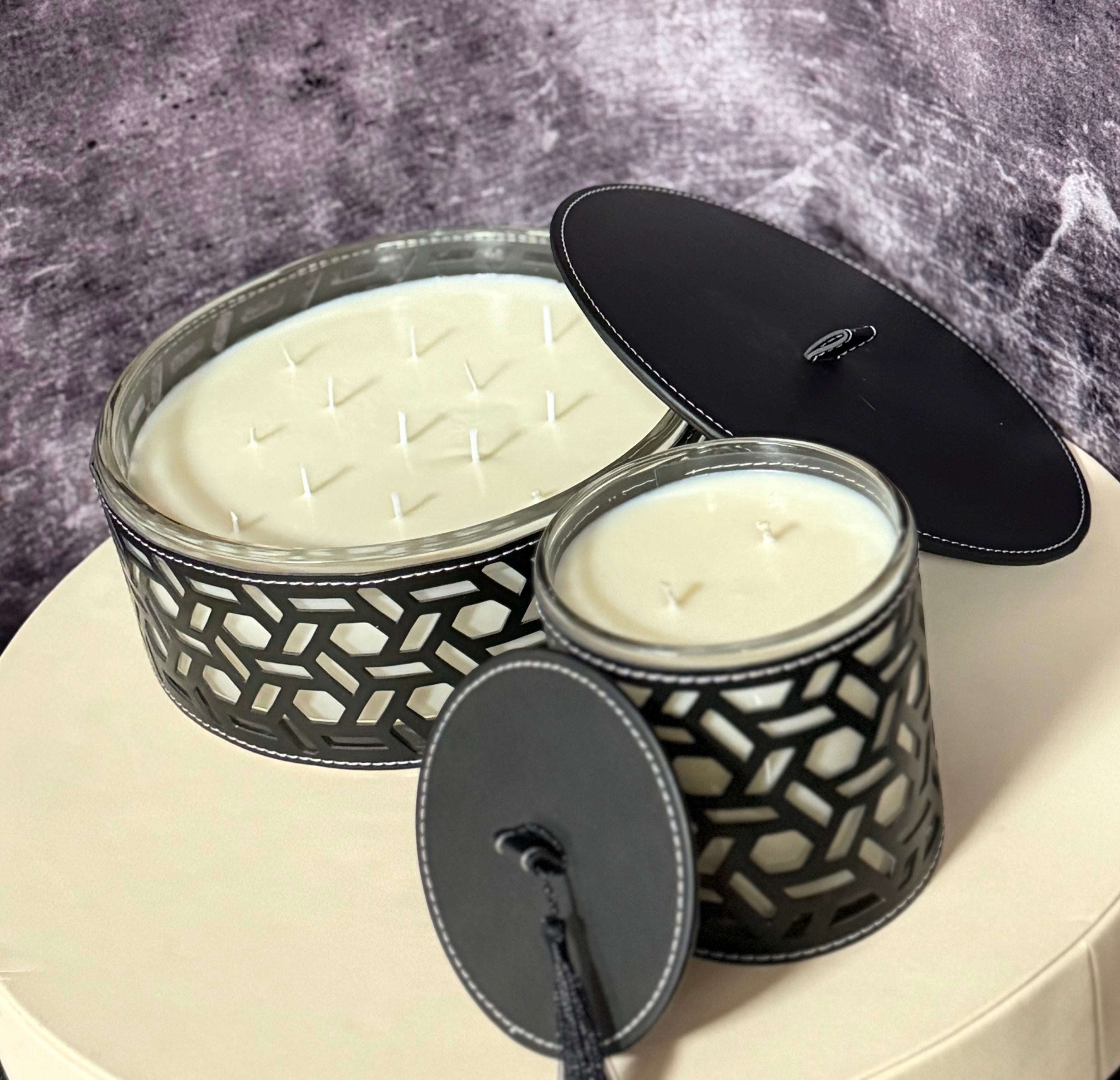 Leather Scented Candle Set