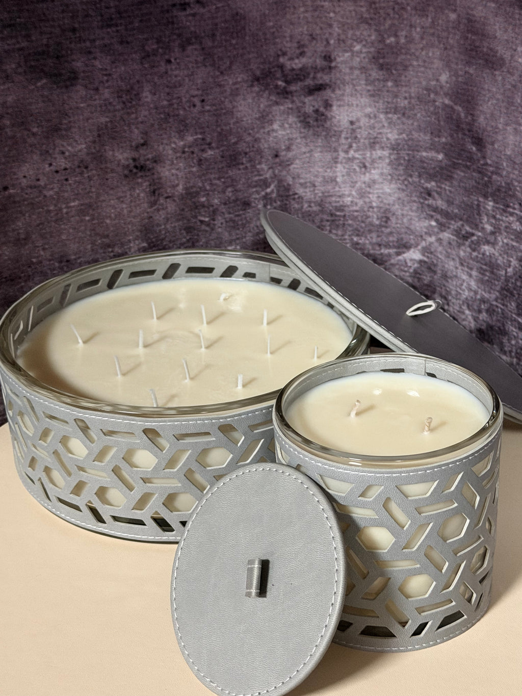 Leather Scented Candle Set