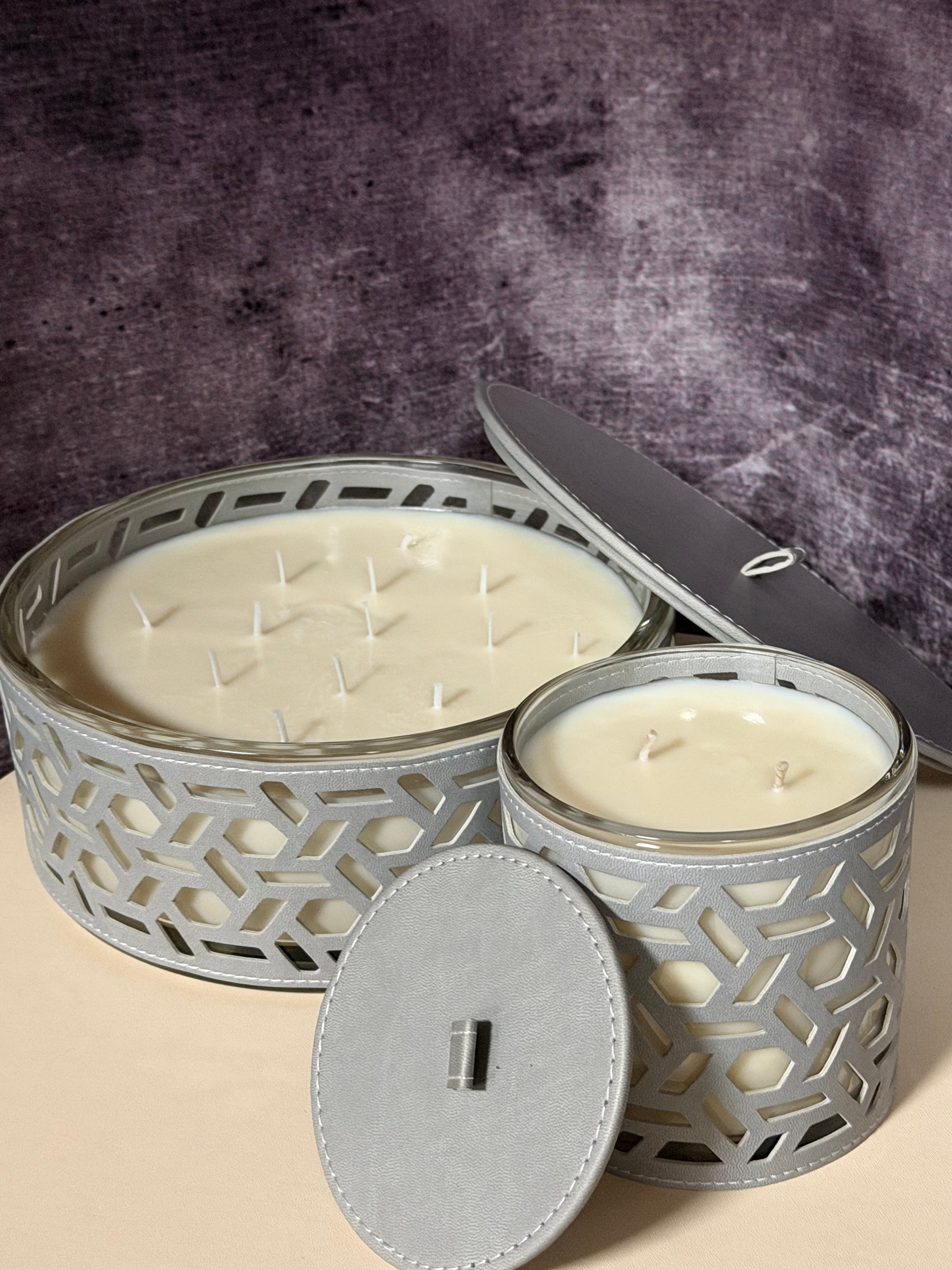 Leather Scented Candle Set