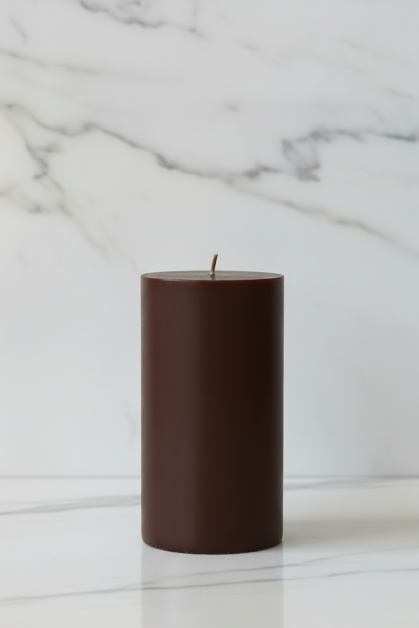 Deep espresso brown pillar candle