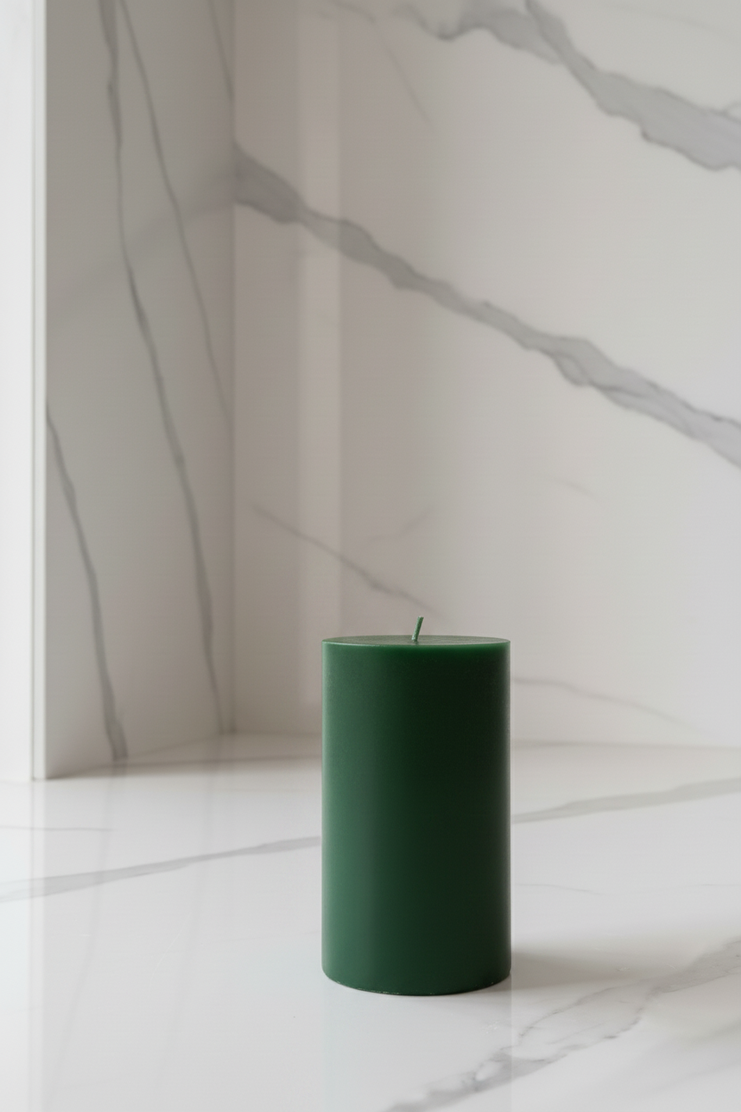 Deep hunter green pillar candle