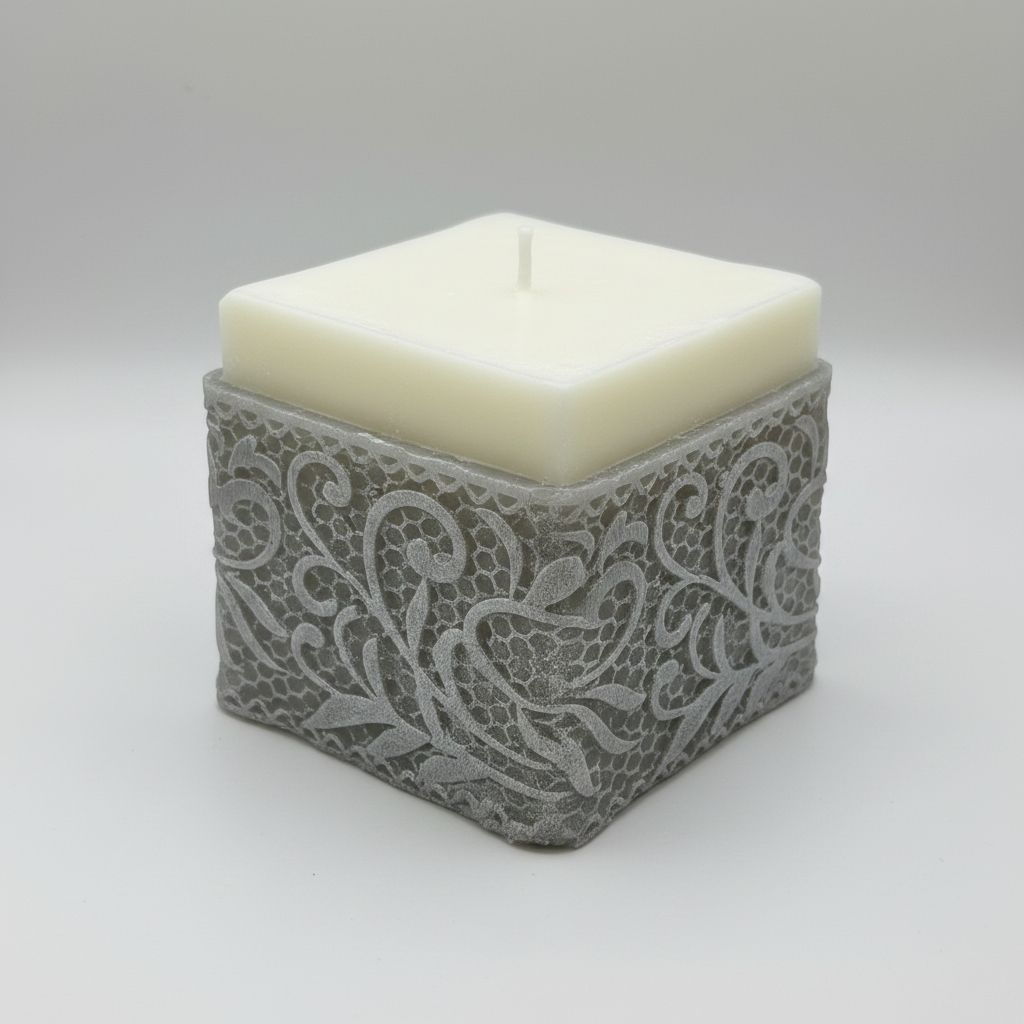 Lace Cube Candle - White Background