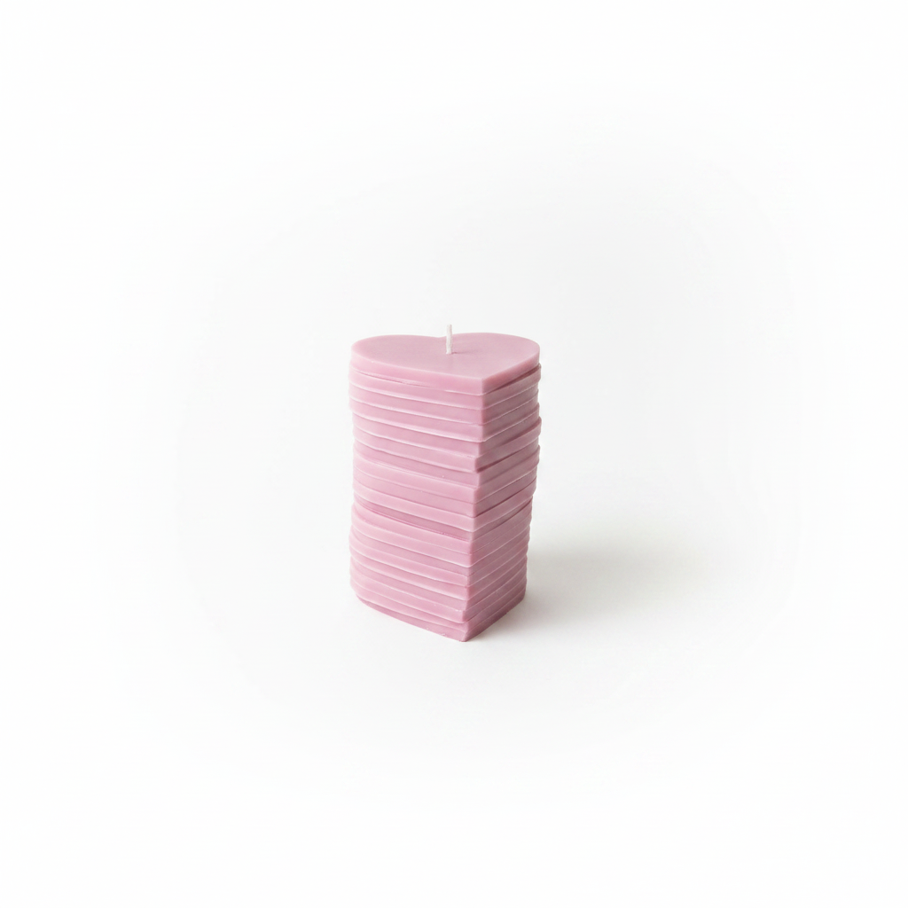 Pink Heart Candle White Background