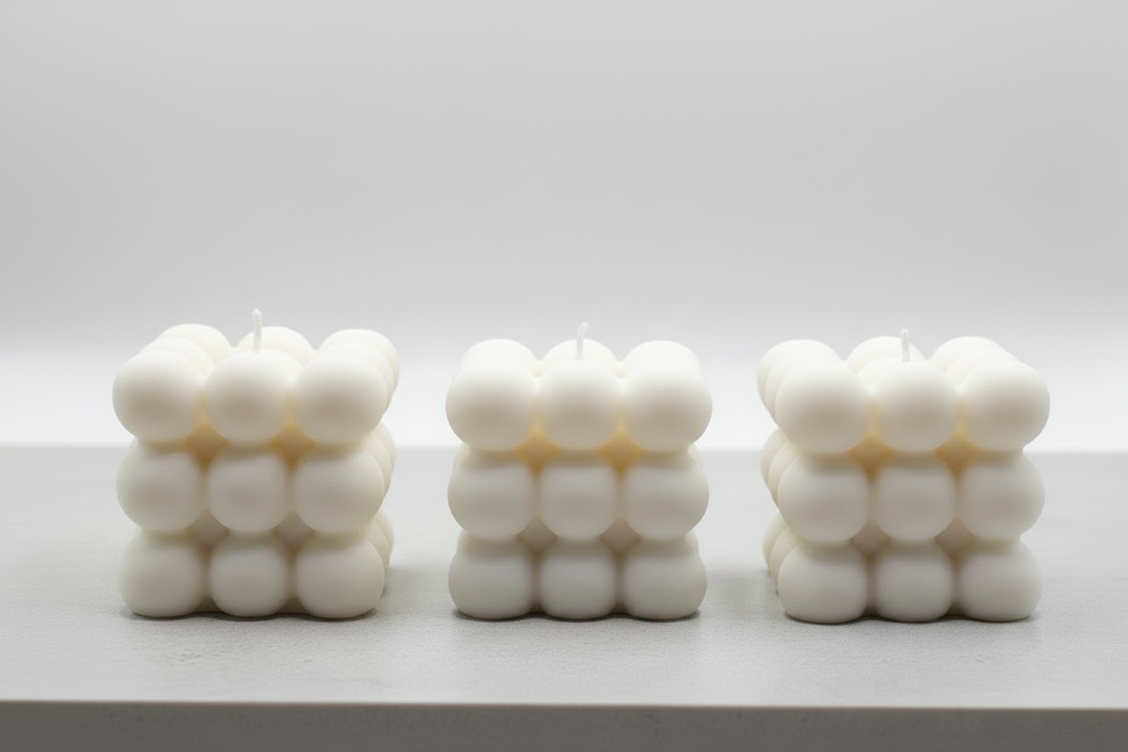 White Bubble Cube Candles