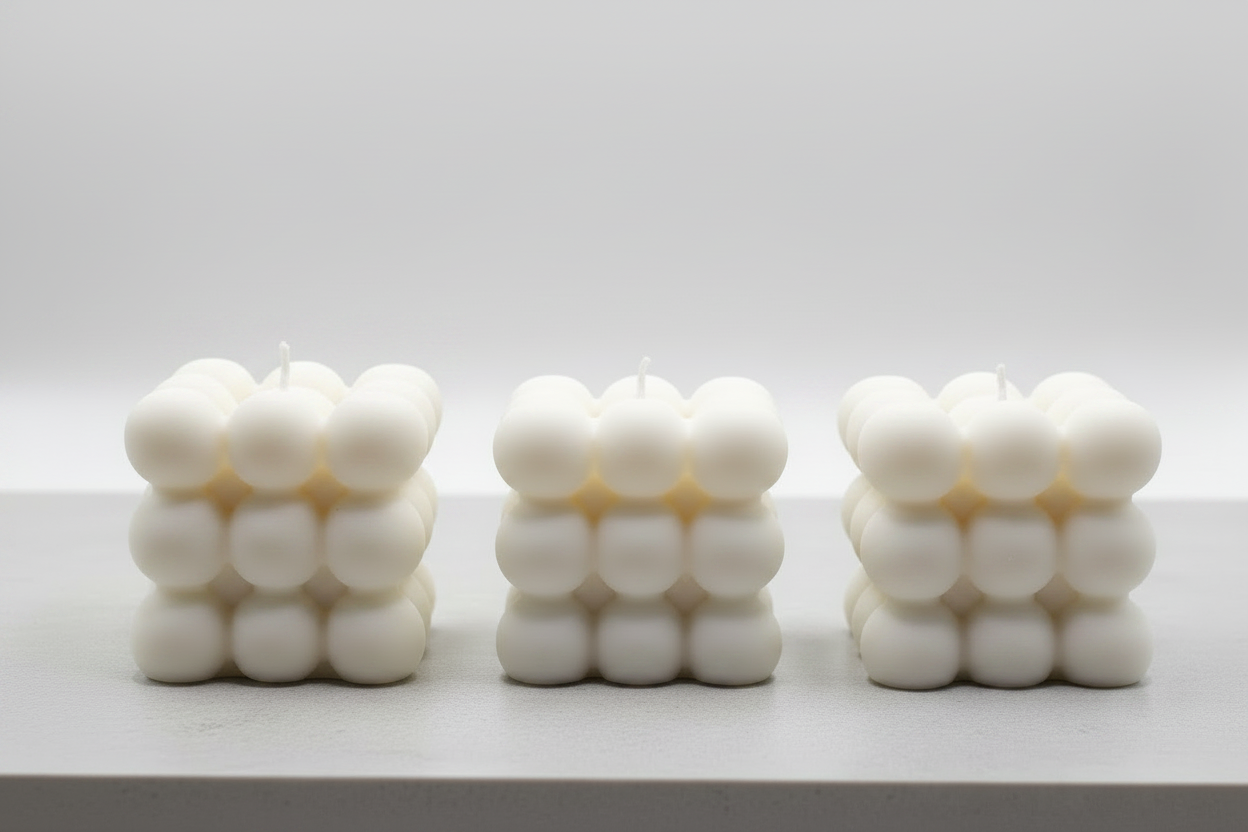 White Bubble Cube Candles